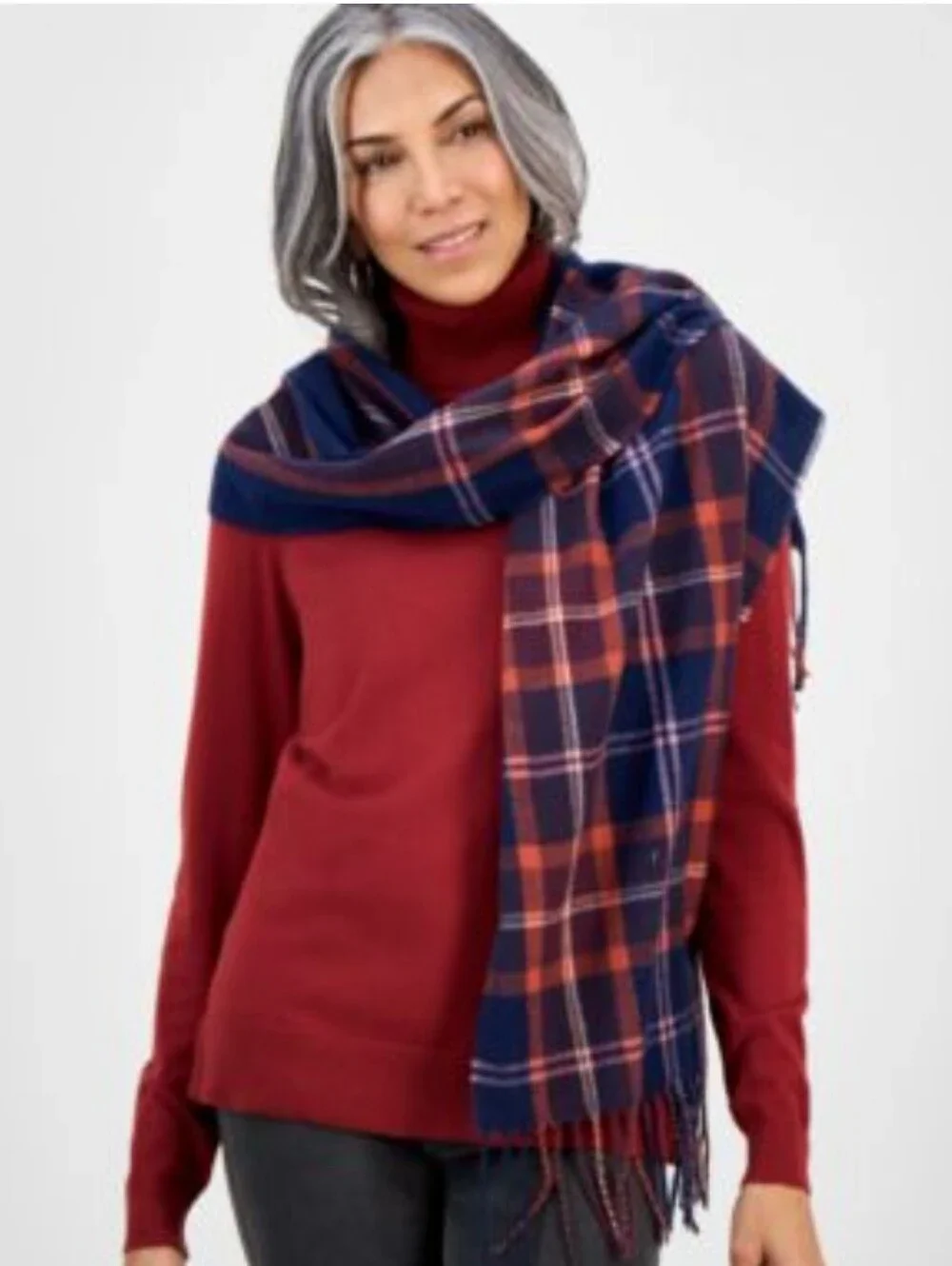 Style & Co. Tartan Plaid Fringe Wrap Scarf NWT $28
